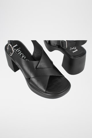 Sandales à talons en cuir - Noir