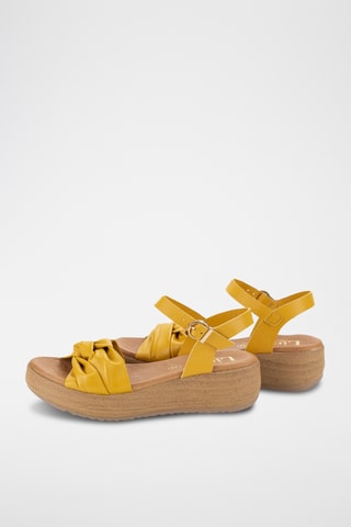 Sandales à compensées en cuir Florencia - Jaune