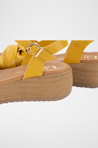 Sandales à compensées en cuir Florencia - Jaune
