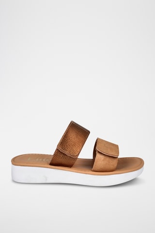 Mules plateformes en cuir - Camel