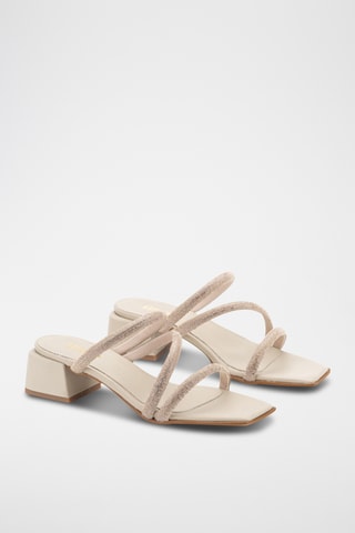 Mules à talons en cuir Karda - Beige