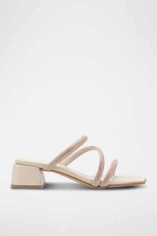 Mules à talons en cuir Karda - Beige