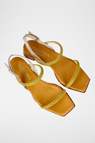 Sandales à talons en cuir Dakar - Jaune et argenté