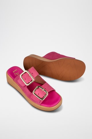 Mules compensées en nubuck - Fuchsia