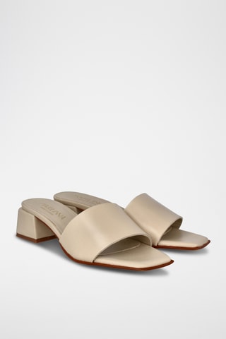Mules à talons en cuir Florencia - Beige