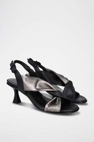Sandales à talons en cuir Plomo - Noir et argenté