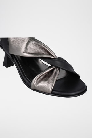 Sandales à talons en cuir Plomo - Noir et argenté