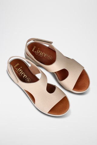 Sandales compensées en cuir Bugui - Beige
