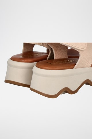 Sandales compensées en cuir Bugui - Beige