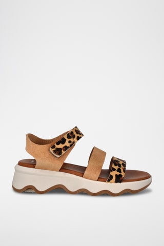 Sandales compensées en nubuck - Marron