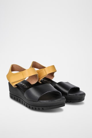 Sandales compensées en cuir Bugui - Noir