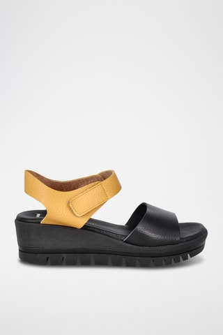 Sandales compensées en cuir Bugui - Noir