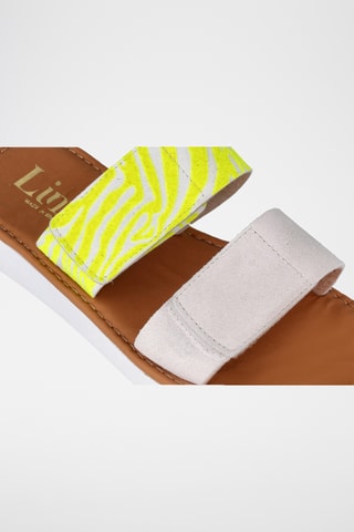 Mules plateformes en cuir - Vert citron et blanc