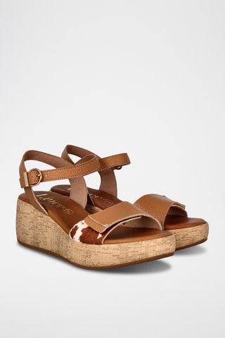Sandales compensées en cuir Vaca - Marron