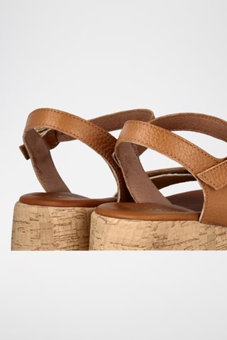 Sandales compensées en cuir Vaca - Marron