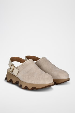 Sabots fourrés en cuir - Ecru