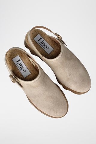 Sabots fourrés en cuir - Ecru