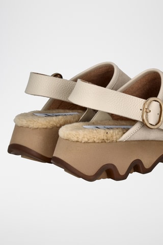 Sabots fourrés en cuir - Ecru