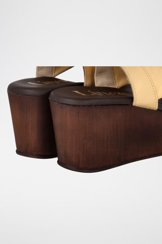 Sandales compensées en cuir Florencia - Jaune
