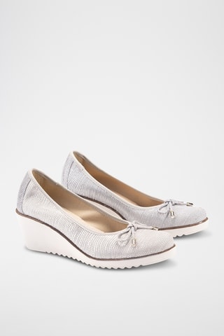 Ballerines compensés en cuir - Argenté