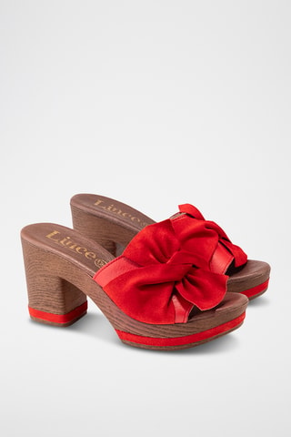 Mules à talons en cuir - Rouge