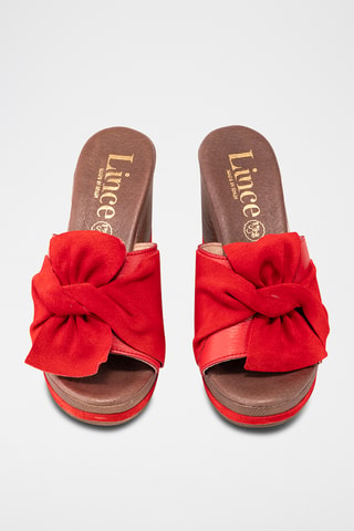 Mules à talons en cuir - Rouge