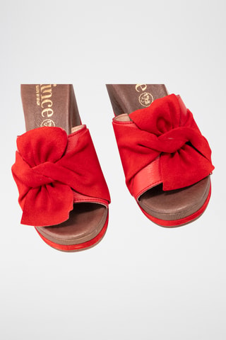 Mules à talons en cuir - Rouge