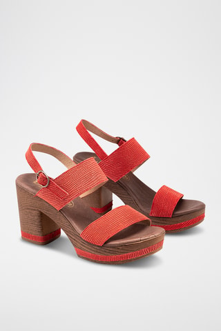 Sandales à talons en cuir Geko - Rouge