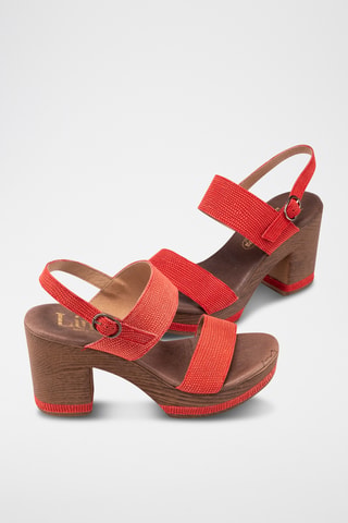 Sandales à talons en cuir Geko - Rouge