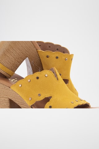 Mules à talons en nubuck - Moutarde