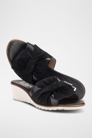 Mules compensées en cuir - Noir