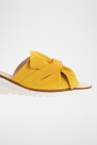 Mules compensées en cuir - Moutarde