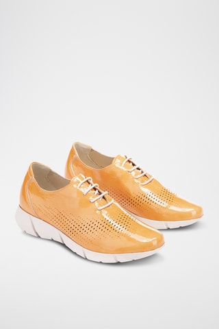 Baskets compensées en cuir verni Charol - Orange