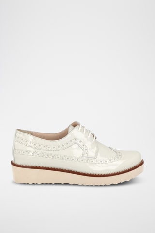 Derbys compensés en cuir verni Charol - Blanc