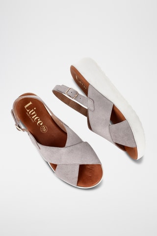 Sandales compensées en nubuck - Gris foncé