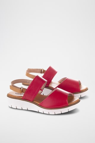 Sandales compensées en cuir Velvet - Rouge