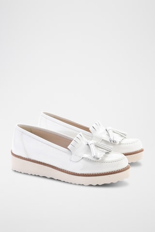 Mocassins plateformes en cuir Kaffi - Blanc