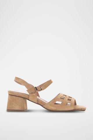 Sandales à talons en nubuck - Beige