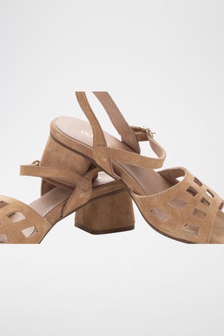 Sandales à talons en nubuck - Beige