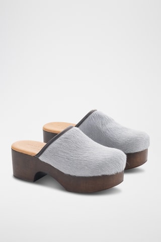 Sabots plateformes en cuir Pony - Gris clair