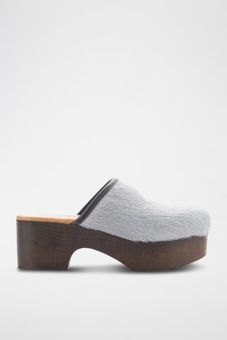Sabots plateformes en cuir Pony - Gris clair