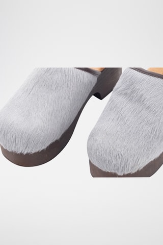 Sabots plateformes en cuir Pony - Gris clair