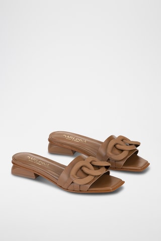 Mules à talons en cuir Florencia - Marron
