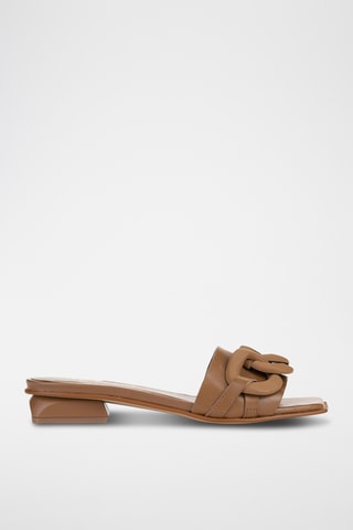 Mules à talons en cuir Florencia - Marron