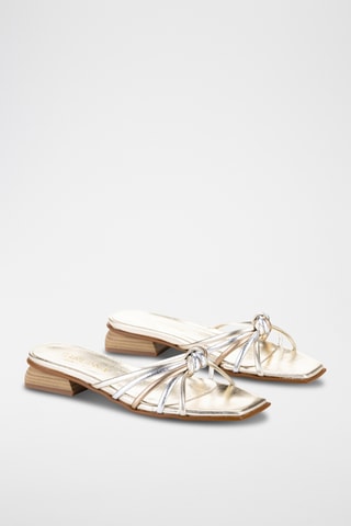 Mules à talons en cuir - Doré