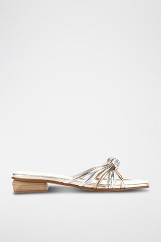 Mules à talons en cuir - Doré
