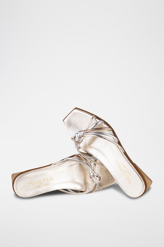 Mules à talons en cuir - Doré