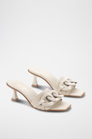 Mules à talons en cuir Florencia - Beige