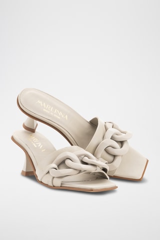 Mules à talons en cuir Florencia - Beige