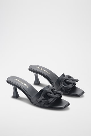 Mules à talons en cuir Florencia - Noir
